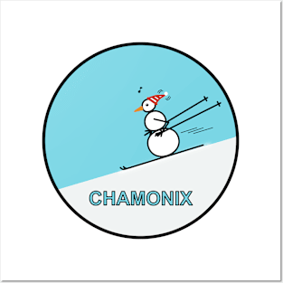 Frosty the Snowman skiing in Chamonix Posters and Art